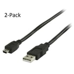 2-Pack 3m USB 2.0 Kabel A-Hane - Mini B-Hane 3 meter