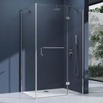 Doporro Cabine de douche transparent en angle 90x100cm paroi de douche avec receveur de douche Ravenna04K verre de sécurité 6mm Nano