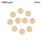 20st Metall Bokstav B-knappar Skjortknappar GULD 18MM20ST 20ST gold 18MM20pcs-20pcs