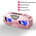 Cool Robot Design Haut-parleur Bluetooth LED Rhythm Flash Haut-parleur sans fil Radio FM Réveil Support de carte TF Subwoofer 2500mah,1