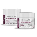 RevitaLAB - Crème de jour et de nuit au collagène hydratante et anti-âge, enrichie en acide hyaluronique, L-arginine, rétinol et filtre à rayons UVA/UVB, pour personnes de 50 à 65 ans, 50 ml (lot)