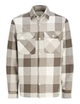 JACK & JONES Men's Jprraymond Melange Check Ls Overshirt Sn Long Sleeve Shirt, Walnut/fit: Comfort fit, XXL