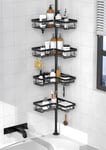 Kegii Telescopic Shower Caddy Corner Shower Shelf Bathroom Corner Storage Black