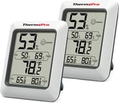 TP50 Hygromètre Numérique Thermomètre Intérieur Thermomètre D'ambiance et Indicateur D'humidité avec Moniteur D'humidité et de Température, 2 Pièces