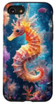 Coque pour iPhone SE (2020) / 7 / 8 Hippocampe éclatant au milieu de la flore sous-marine colorée