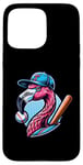 Coque pour iPhone 15 Pro Max Flamant Rose Casquette Baseball Cool