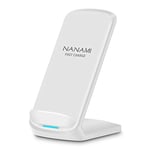 NANAMI Wireless Charger for Samsung and iPhone - Qi-Certified 10W Fast Induction Charger Stand for Galaxy S24/S23/S22/S21/S20/S10/S9/S8 Note 20, 7.5W for iPhone 16/15/14/13/12/11/SE2/X/XS/XR/8/8P