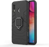 Étui De Protection Antichoc Hybride Double Couche Avec Support De Bague Et Support De Voiture Magnétique Couverture Arrière Pour Samsung Galaxy A30 / Samsung Galaxy A20 Noir