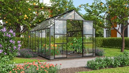 Vitavia Mars 11500 Växthus - 11,5 m2 Svart 3mm Härdat Glas / 6mm Polytak m sockel