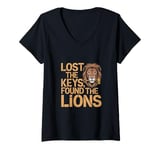 Womens Lost The Keys Found The Lions Funny Zoologist Zoo V-Neck T-Shirt