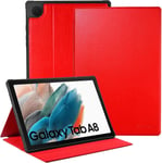 Coque Étui Compatible Avec Samsung Galaxy Tab A8 Tablette 10,5 Pouces 2022 2021 Sm-X200/Sm-X205/Sm-X207 Etui Housse De Protection Cuir Pu Support Fin Case Cover Veille/Réveil Auto,Rouge