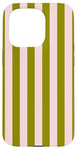 Coque pour iPhone 15 Pro Rose Olive Vert Rayé Mignon Girly Esthétique Preppy Stripe