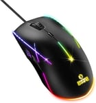 X-Blades Souris Gamer Filaire Ambidextre Rétroéclairage LED RGB Ergonomique 6400 DPI 1000Hz 7 Boutons Programmables Logiciel Inclus(Q69)