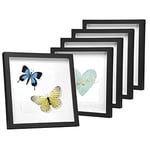 EUGAD Lot de 5 Cadre Photo en Bois 30x30cm, Style 3D Cadre de Boîte d'Ombre Profonde pour Objets jusqu'à 1,5cm, Galerie Photos Décoration Murale avec Passe-Partout vitre en Verre, Noir