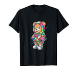 Hip-Hop Teddy-Bear Colorful TeddyBear With Hoodie Graphic T-Shirt