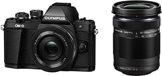 Olympus OM-D E-M10 Mark II Kit, Micro Four Thirds System Camera (16 Megapixel, 5-Axis Image Stabilisation, Electronic Viewfinder) + M.Zuiko 14-42 mm EZ Zoom Lens + M.Zuiko 40-150 mm Tele zoom, Black