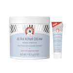 First Aid Beauty Ultra Repair Cream Intensive Hydration Daily Moisturiser for Face + Body – Strengthens Skin Barrier + Instantly Relieves Dry, Distressed Skin – 170.1 g + Bonus 28.3 g Travel Size