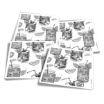 4x Square Stickers 10 cm - BW - Lemon & Lime Drink Lemonade  #43885