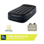 Matelas Gonflable Intex - Pillow Rest Raised - 1 Personne - 99x191x42 Cm (Lxlxh) - Noir - Motopompe Intégrée