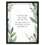 The Way The Truth The Life Green Bible Quote New Testament Framed Art Print