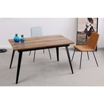 Table à manger extensible en bois coloris noyer / noir - Longueur 140 - 180 x largeur 80 x Hauteur 77 cm Pegane