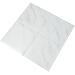 Lot de 32 dalles autocollantes en PVC - Revêtement de sol en vinyle imperméable - Marbre blanc - 30 x 30 cm - Pour salle de bain, cuisine, salon,