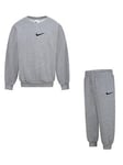 Nike Kids Essential Fleece Crew Tracksuit - Dark Grey, Grey, Size 3-4 Years