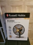 Russell Hobbs Desk Fan Electric Cooling in Greige 3 Speed Settings RHMDF1201GR