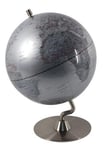 DRW - Globe terrestre argenté haute définition 35 x 24 x 24 cm.