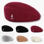 Kangol 504 Flat Cap Herrar Kvinnor Casual Basker Hatt Vinter Newsboy Caps För Herrar Kvinnor Kaki-svart L（58-60cm）