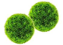 Flair Flower Lot de 2 Boules artificielles de Chypre - en Plastique - Décoration de Mariage - Vert - pour Maison, Bureau, Restaurant, café