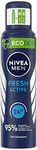 NIVEA MEN Déodorant atomiseur EcoAir® Fresh Active (1 x 125 ml), Déodorant homme efficacité 24 H, Déodorant compressé naturel contenant 95% d’ingrédients d’origine naturelle