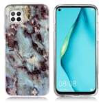 Huawei Marble P40 Lite / Nova 6 SE kuoret - Teal /Musta Marmori Musta