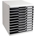 Exacompta Modulo 10 Drawer Filing System Light Grey, Black Polystyrene, Plastic 28.8 x 35 x 32 cm