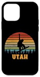 Coque pour iPhone 12 mini Utah Vintage Sun Snowboard Snowboarder Retro Sunset
