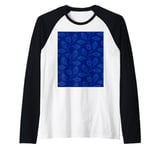 Climbing Vine Leaves In Burned Blue On Dark Blue Raglan Baseball Tee