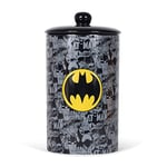 DC Comics Batman Pot à friandises vintage en céramique pour chien | 25,4 x 12,7 cm avec couvercle | Passe au lave-vaisselle Batman noir pour friandises pour chiens