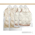 ASelected Hanging Vacuum Storage Bags,4 PCS Space-saving Vacuum Bag with hand pump,Clear and Reusable Closet Organizer for Clothes,Suits, Coats, Jackets or Dresses,Space Saver Vaccum Bags