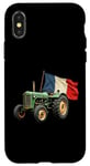 Coque pour iPhone X/XS Tracteur Agricole Vert Drapeau Français Agriculteur Ferme