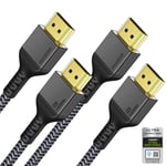 Câble Certifié Hdmi 2.1a 3m,Ultra Hd 48 Gbit/S Haute Vitesse 10k 8k120hz 4k120 Earc Hdr10 4: 4: 4 Hdcp 2.2 Et 2.3 Dolby Compatible Avec/Ps5,Xbox Series X/Roku/Sony/Lg Téléviseurs,2 Paquets