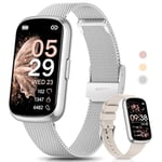 Sanorum Montre Connectée Femme, 1.47" Tracker d'Activité, 24 Modes Sportifs, Suivi Sommei, Fréquence Cardiaque, SpO2 Podometre Fonction Féminine Etanche IP68 Longue Durée Smartwatch Android iOS Argent