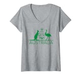 Womens AUSTRALIA COAT OF ARMS KANGAROO AND EMU AUSTRALIAN SYMBOL V-Neck T-Shirt