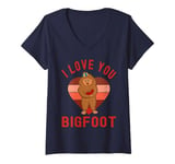 Womens I Love You Bigfoot Funny And Cute Happy Valentines Day Heart V-Neck T-Shirt