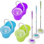 Aqrau - Set Classic Mop, Balai et Seau-essoreur Turbo, avec 2 Serpillières Réutilisables - Violet