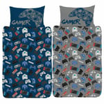 Gamer Controllers & Consoles Single Bedding Set Childrens Reversible Duvet Cover