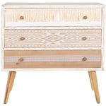 Commode, meuble de rangement en bois de sapin coloris blanc, naturel - Longueur 80 x Profondeur 35 x hauteur 80 cm Pegane