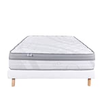 LUXURY LITERIE - Ensemble matelas + sommier - VISCOPLUS - 160 x 200 cm - Tapissier - Ferme  - Face été/hiver