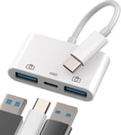 Adaptateur Usb-C Vers Usb A Otg 3 En 1 Pour Apple Iphone 15 Pro Max Plus Pour Ipad Pro Air4/5 Mini6 Macbook Type C Port De Charge Convertisseur Thunderbolt Charge Dongle Souris Flash Drive Accessoire