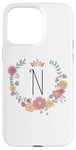 Coque pour iPhone 15 Pro Max Cadeau personalisé pour fillettes thème princesses lettre N