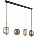 Etc-shop - Lampe suspendue suspension lampe suspension lampe de table à manger, 4 ampoules métal noir ambre fumé, douilles E14, LxlxH 110x18,5x120cm